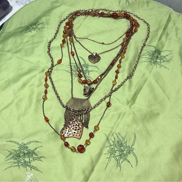 Bronze jewelry bundle jaguar heart boho mystical lot of necklaces - Picture 7 of 11